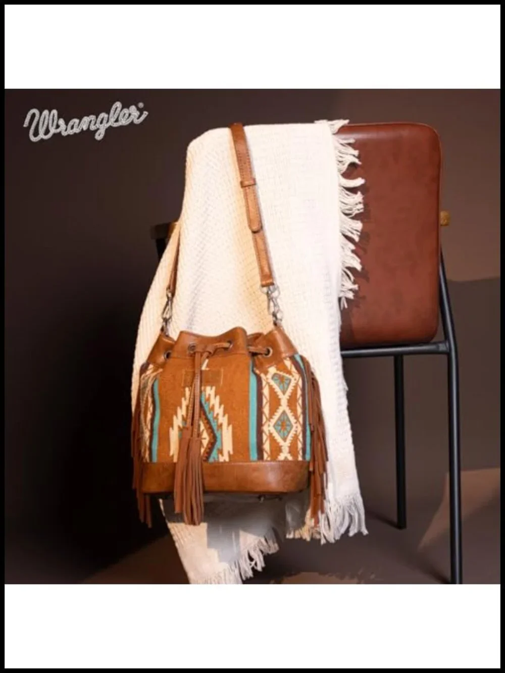 Vegan Leather Aztec Hobo Crossbody Bag with Tapestry